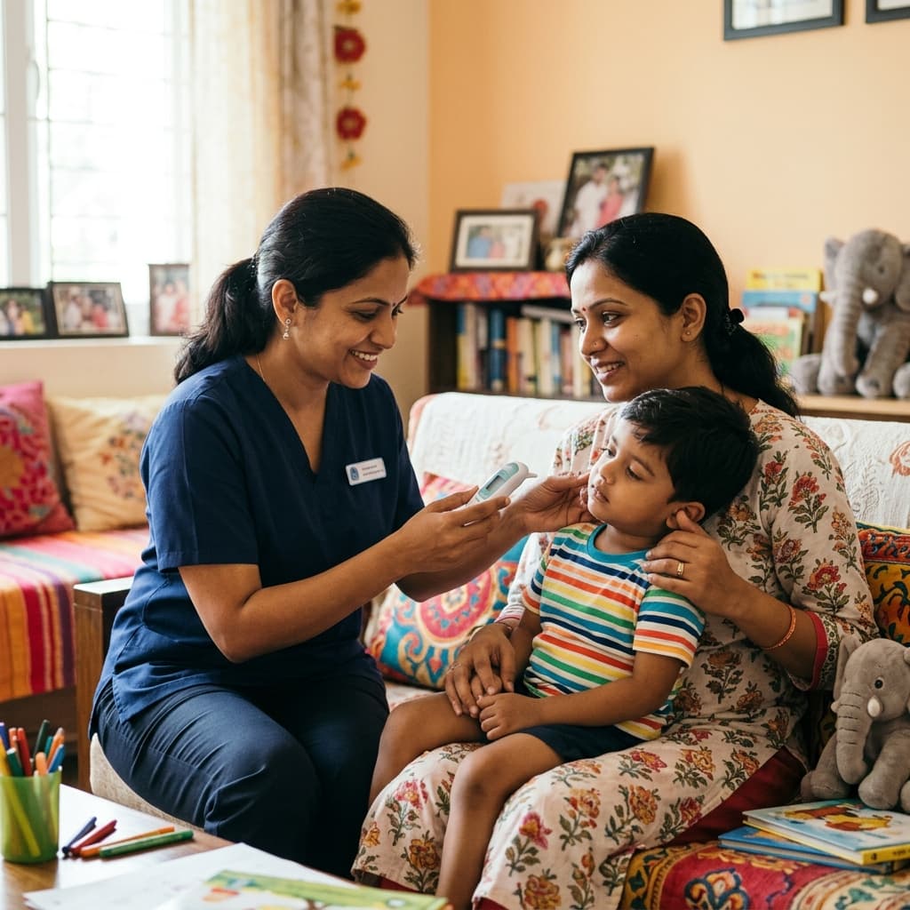 Pediatric nursing care at home in Bangalore - gentle child healthcare and vaccination support by Nurse Nest Plus